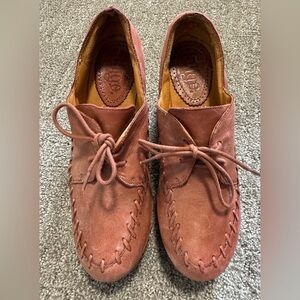 Latigo Womens Wren Leather Ankle Bootie 8.5 Pinkish Tan Up Block Heel